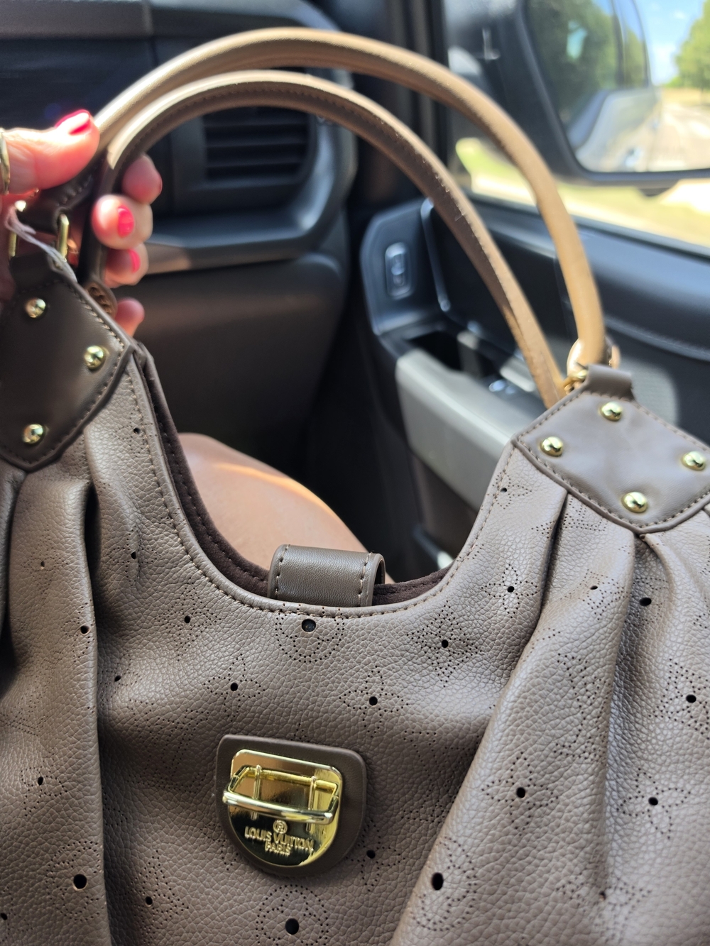 Louis Vuitton Taupe Perforated Leather Shoulder Bag